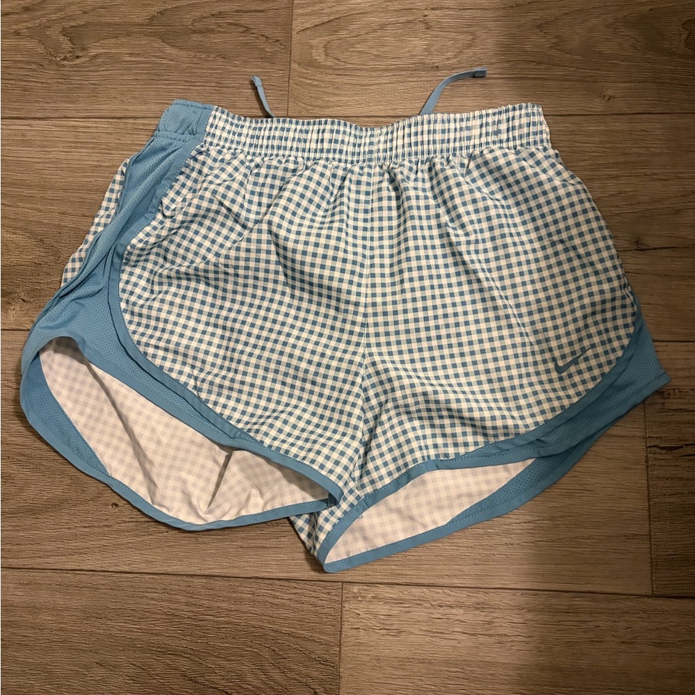 Nike Light Blue Gingham Athletic Shorts